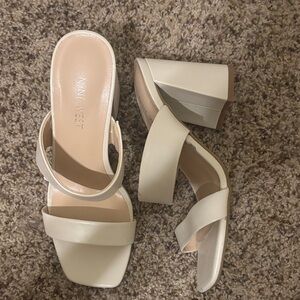 Nine West Cream Block Heel Sandals